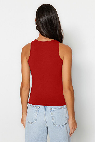 Trendyol Collection Stretchy Red Cotton Halter Neck Undershirt - Body-Sitting, Twoss23Al00069