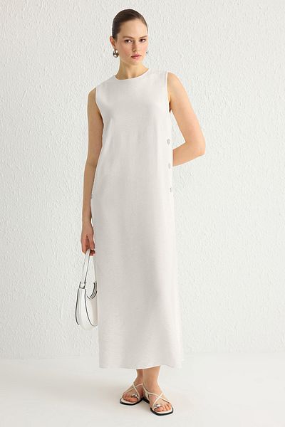 Trendyol Modest Μπεζ φόρεμα με λεπτομέρεια υφαντό εσώρουχο TCTSS25EB00007