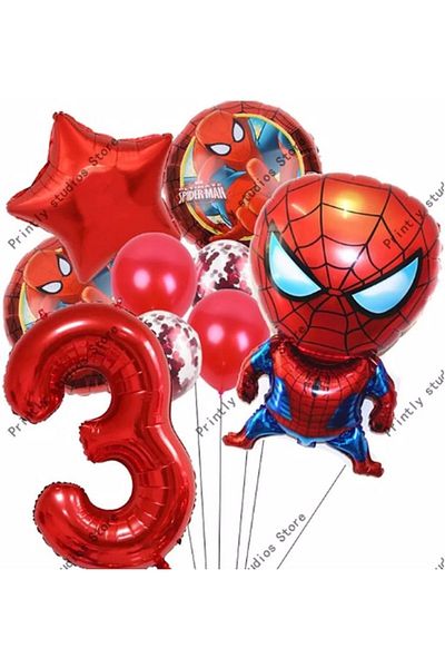Parti Station Spiderman Spiderman Concept 3 Year Old Balloon Set Spiderman Spiderman Concept Birthday Set