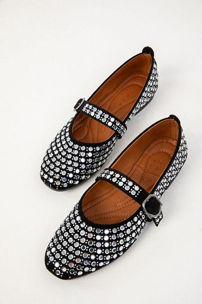 SOHO Black Suede-Silver Women's Ballerinas 20198