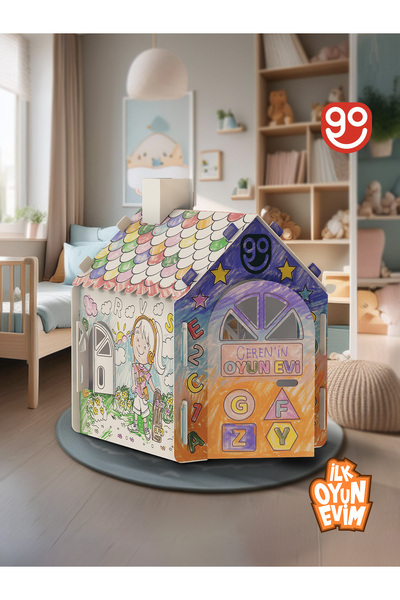 Go Toys İlk Oyun Evim Xxl Boy Dayanıklı Karton Boyama Aktivite Evi Boyanabilir Karton Çadır boyama evi