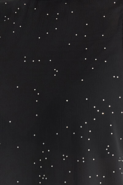 Trendyol Collection Black Shiny Rhinestone Chiffon Woven Bustier Tprss25Bs00008