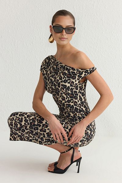 Trendyol Collection Multicolor Leopard Print Midi Dress Tprss25El00117