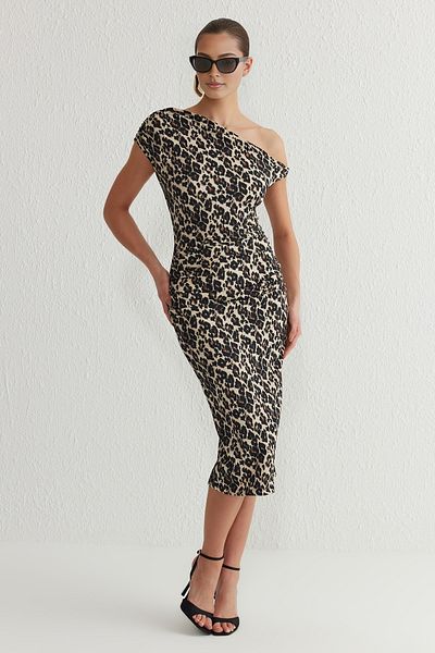 Trendyol Collection Multicolor Leopard Print Midi Dress Tprss25El00117