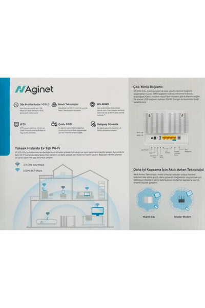 TP-LINK VC220-G3U 5ghz Ac 1200 Wirelles Dual Fiber-Vdsl2 Modem