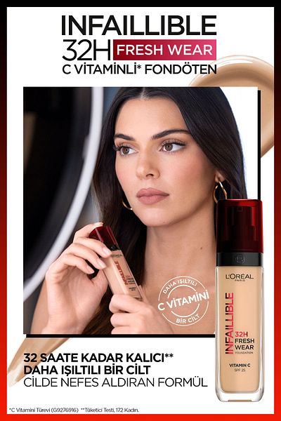 L'Oreal Paris كريم أساس L'Oreal Paris Infaillible 32H - Fresh Wear Foundation مع فيتامين C، 125 كونسيلر بيج طبيعي