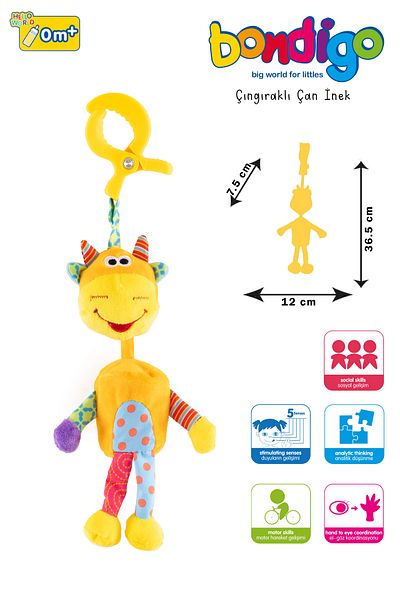 BONDİGO Bp2421 Bondıgo - Yellow Bell Cow with Rattles