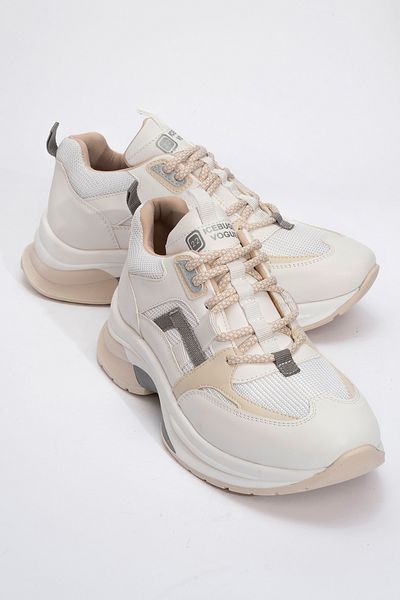 LuviShoes STERDA bílé béžové dámské sportovní tenisky se silnou podrážkou