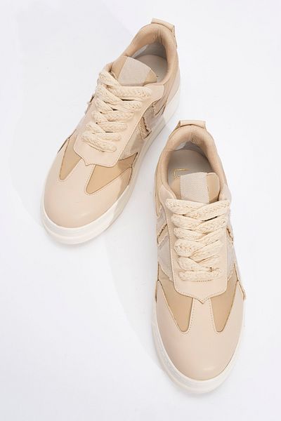 LuviShoes SANDE Beige Denim-Sport-Sneakers für Damen