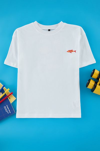 TRENDYOLKIDS Knitted Ecru T-Shirt - Printed, Tkdss25Ts00038