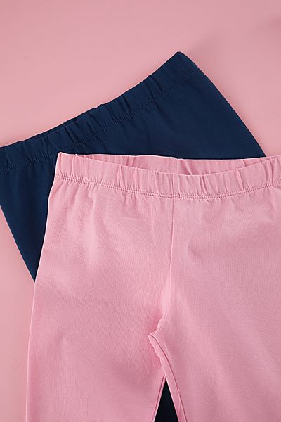 TRENDYOLKIDS Einfarbige Strickstrumpfhose aus Baumwolle für Mädchen in Indigo-Rosa, 2er-Set – TKDSS25TA00006