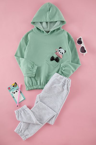 TRENDYOLKIDS Menta női gyermek állat kötött alsó-felső öltöny TKDAW25AU00025