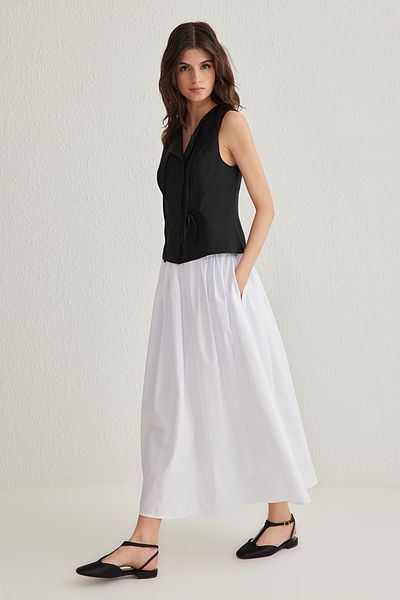 Trendyol Collection Bílá rozšířená Maxi elastická sukně Twoss25Et00017