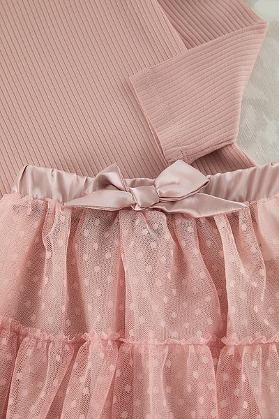 TRENDYOLKIDS Růžové midi tkané šaty Tkdaw25El00036