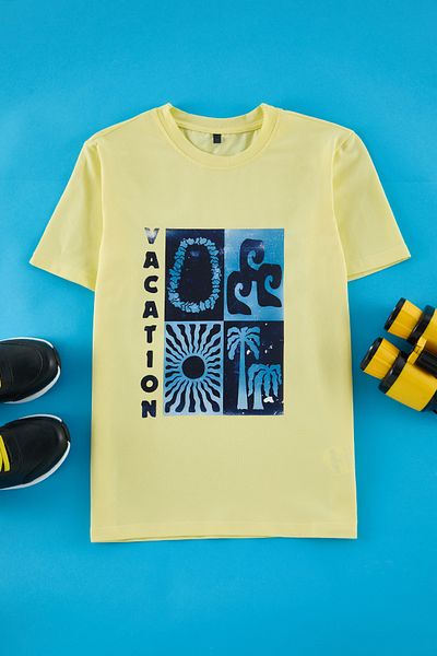 TRENDYOLKIDS تي شيرت محبوك باللون الأصفر - TKDSS25TS00058