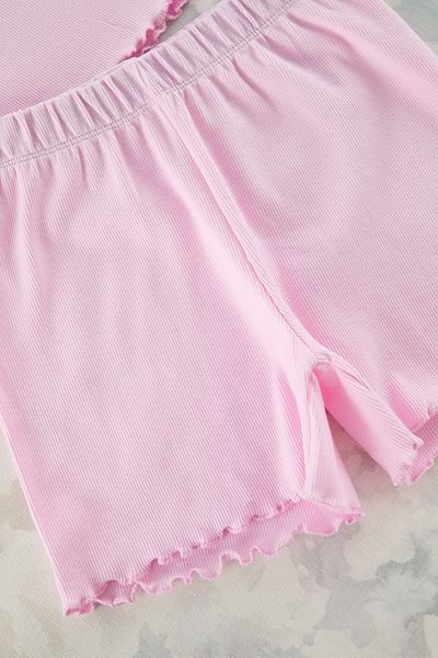 TRENDYOLKIDS Rózsaszín női gyermek Basic kötött ujjatlan alsónadrág rövidnadrág kötött alsó felső öltöny TKDSS25AU00018