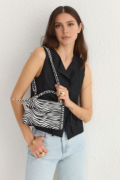 TRENDYOL SHOES Többszínű zebra mintás keresztpántos mini válltáska TAKSS25OC00007