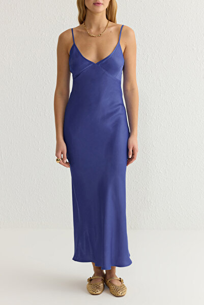 Trendyol Collection Saks Plain Maxi tkané šaty TWOSS24EL00163