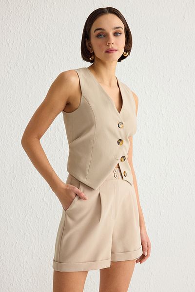 Trendyol Collection Mink Regular Fit szőtt rövidnadrág és Bermuda TWOSS21SR0478