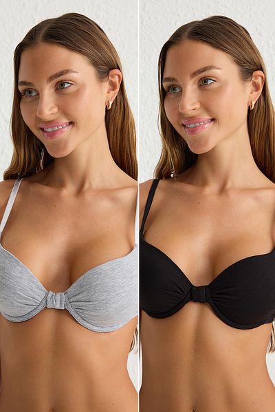 Trendyol Collection Pachet de 2 bretele acoperite cu frânghie neagră și gri - THMSS25SU00020