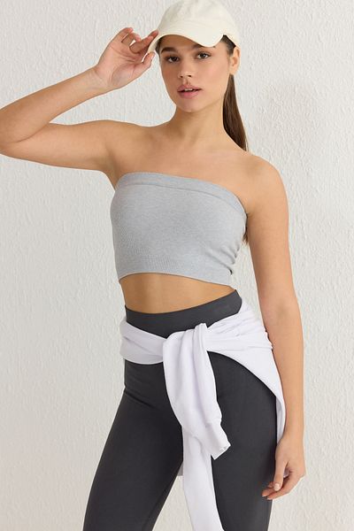 Trendyol Collection Pánt nélküli szürke melange sportmelltartó - könnyű és formázó, varrat nélküli TWOAW20BS0018