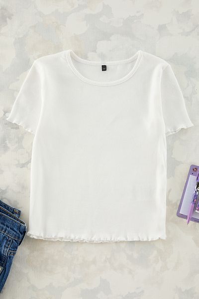 TRENDYOLKIDS Dívčí ecru pletené tričko - Tkdss25Ts00020