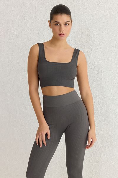 Trendyol Collection Sötét antracit varrat nélküli formázó kötött sportmelltartó - THMSS25SS00000