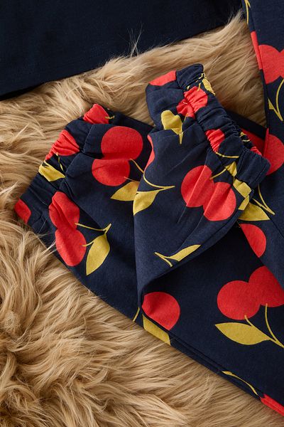Trendyol Collection Піжама Orme з вишневим принтом темно-синій комплект 100 бавовна THMAW23PT00494
