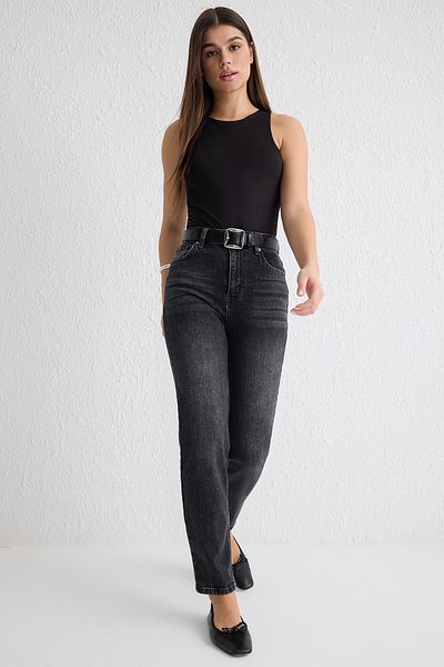 Trendyol Collection Anthracite High Waist Comfort Mom Jeans Twoss25Je00095