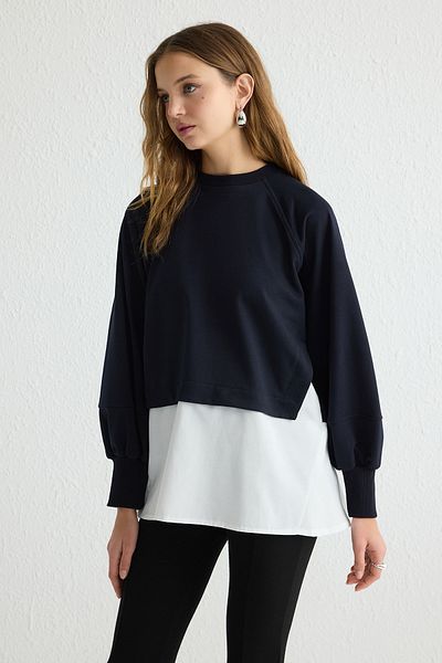 Trendyol Modest Pletená tunika z námořnické modré 2 příze Tctss25Uk00008