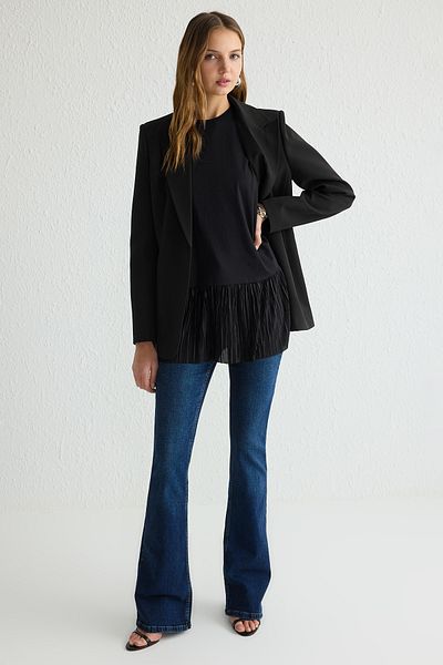 Trendyol Modest Schwarze Strickbluse mit Falten – ärmellos, TCTSS25UK00005