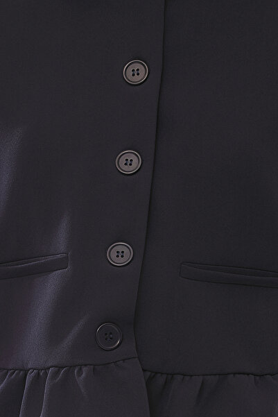 Trendyol Collection Navy Blue Balloon Detail Crew Neck Blazer Jacket Twoss25Bc00023