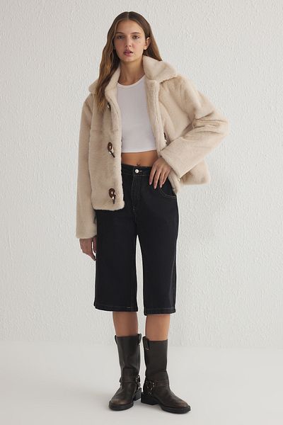 Trendyol Collection Kabát Ecru Regular Fit - Twoaw25Mo00338