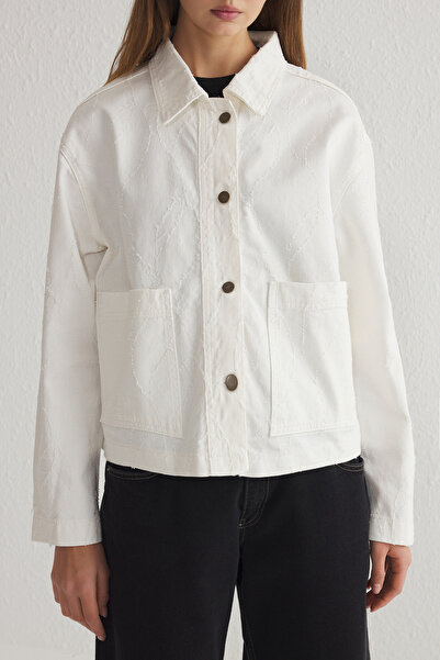 Trendyol Collection Біле вузьке пальто з візерунком в стилі "оверсайз