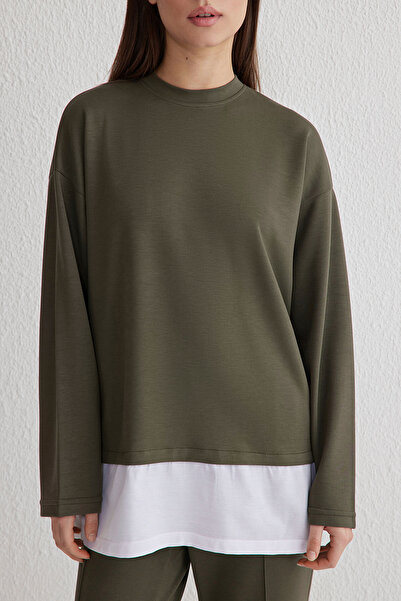 Trendyol Modest Σετ φόρμας χακί μαλακής υφής TCTSS25EN00003