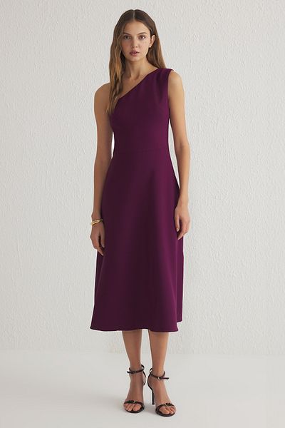 Trendyol Collection Φόρεμα Plum Flat Midi Woven TWOSS25EL00273