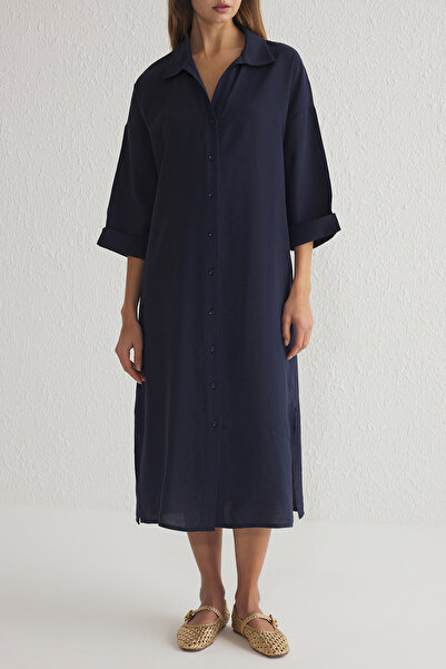 Trendyol Collection Navy Plain Midi Woven Dress Twoss25El00001