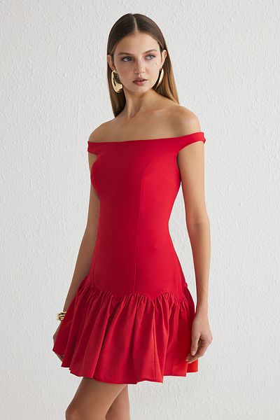 Trendyol Collection Red Waist Opening Woven Dress Tprss25El00139