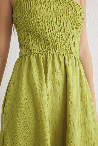 Trendyol Collection Olajzöld Gipeli Midi szőtt ruha TWOSS23EL01830