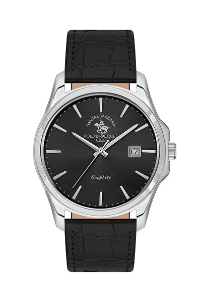 Santa Barbara Polo & Racquet Club ساعة نوبل سوداء من الفولاذ المقاوم للصدأ لل...