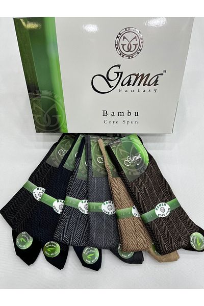 Gama Çorap 6 броя дебели зимни мъжки чорапи от бамбук, 100% естествени, без найлон, с шарки и различни цветове