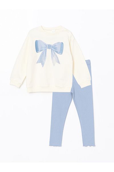 LC Waikiki Lcw Crew Neck Baby Girl Sweatshirt and Leggings 2 Pack
