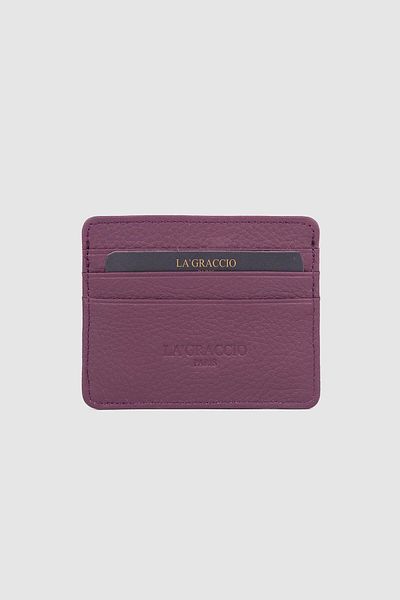 La La'Graccio Paris La'Graccio Paris Men's Genuine Leather Card Holder Matte Purple