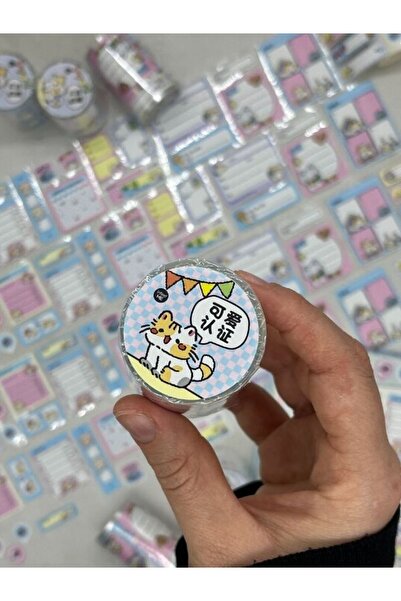 Kağıt Gemi Dükkan Kedi Temalı 2m 131 Adet Sticker Washi Bant/masking Tape/des...
