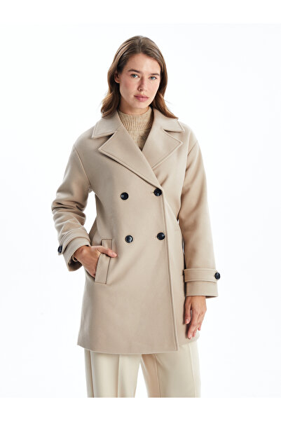 LC Waikiki Ceket Yaka Kadın Kaşe Kaban