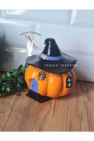 TARÇIN TASARIM Balkabağı Dekor,Şapkalı Mumluk/Kabak Mumluk,Kabak Dekor,Sonbahar,Halloween