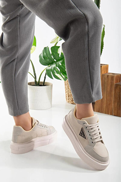 Zerenyus Premium Ortopedik Bej Kadın Spor Ayakkabı Zera