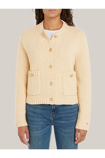 Tommy Hilfiger Beige Regular Fit Cardigan with Pocket Detail and Button Closure Ww0Ww44473-Aex