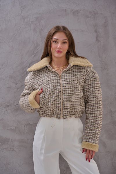 SHUGAA KADIN YAKASI KÜRKLÜ VINTAGE KISA MONT