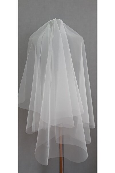 Suzanna Moda Sade Oval Kesim Kırık Beyaz 1mt Boy Taraklı Çift Kat Hayal Tül Duvak